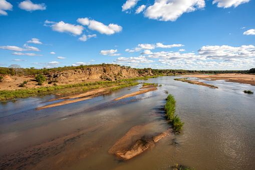 View over the Letaba river seen from the bridge in Kruger National Park in South Africa