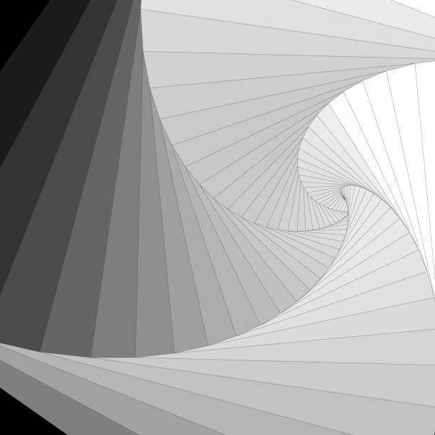 Illustration of square tunnel swirling Four tunnel walls swirling left. Each surface has outline and is individually "colored" with a shade of gray. architecture curve stock illustrations