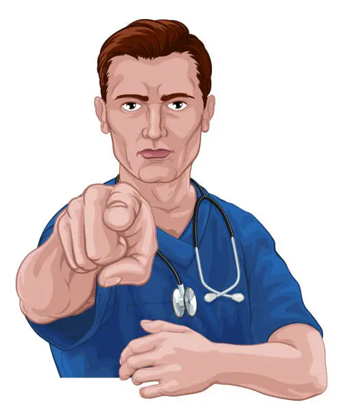 Vector illustration of Nurse Doctor Pointing Your Country Needs You