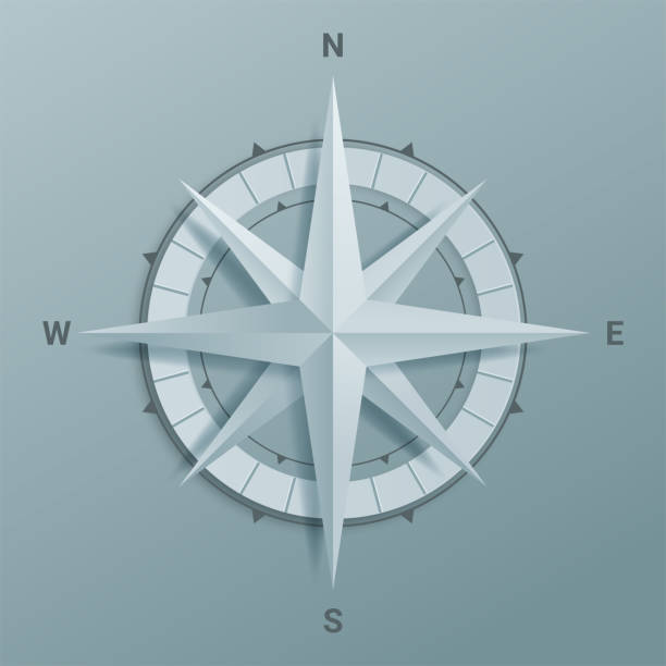 istock Paper Cutout compass with shade in 3d and origami style 1294629543