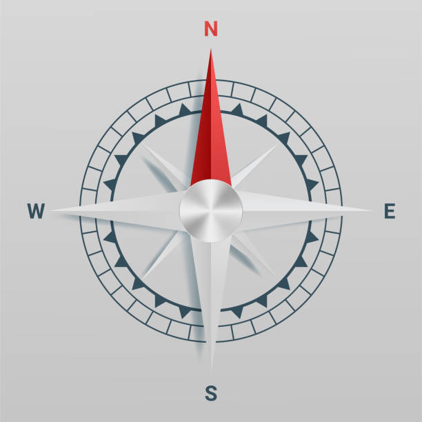 istock Paper Cutout compass with shade in 3d and origami style 1294629566