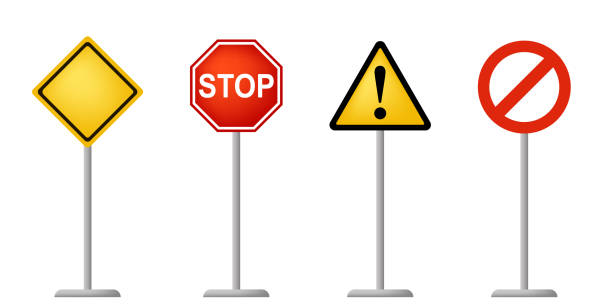 illustrazioni stock, clip art, cartoni animati e icone di tendenza di road sign set. quattro segni diversi - computer icon symbol icon set highway