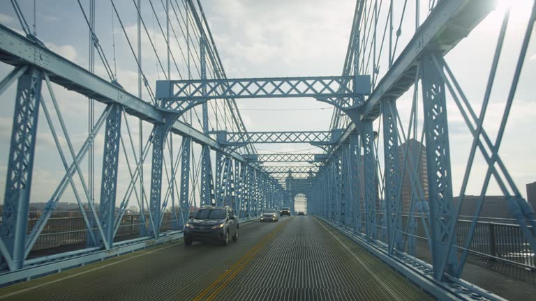 Car Passenger POV of John Roebling Bridge