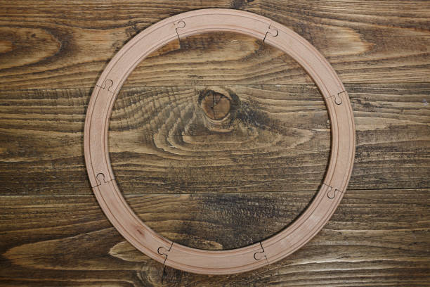 istock wooden railroad toy on table. 1294634276