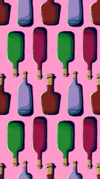 Vector illustration of Hand-drawn seamless illustration - Drink bottles.