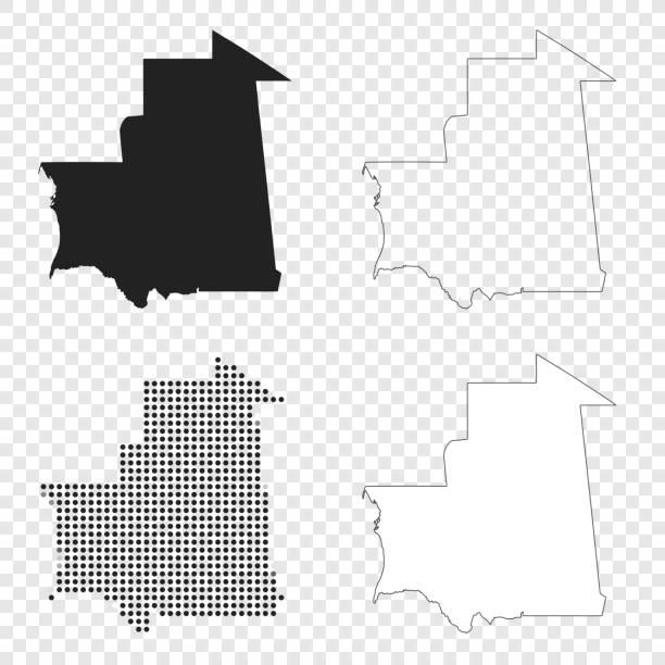 Mauritania maps for design - Black, outline, mosaic and white Map of Mauritania for your own design. With space for your text and your background. Four maps included in the bundle: - One black map. - One blank map with only a thin black outline (in a line art style). - One mosaic map. - One white map with a thin black outline. The 4 maps are isolated on a blank background (for easy change background or texture).The layers are named to facilitate your customization. Vector Illustration (EPS10, well layered and grouped). Easy to edit, manipulate, resize or colorize. mauritania stock illustrations