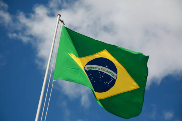 istock flag of brazil on flagpole 1294640186