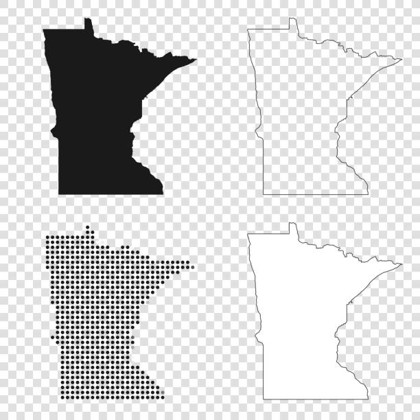 ilustraciones, imágenes clip art, dibujos animados e iconos de stock de mapas de minnesota para el diseño - negro, contorno, mosaico y blanco - minnesota