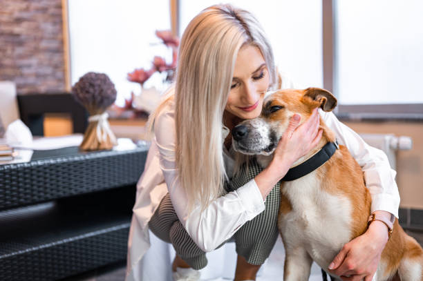 istock Beautiful woman hugging a dog 1294640425