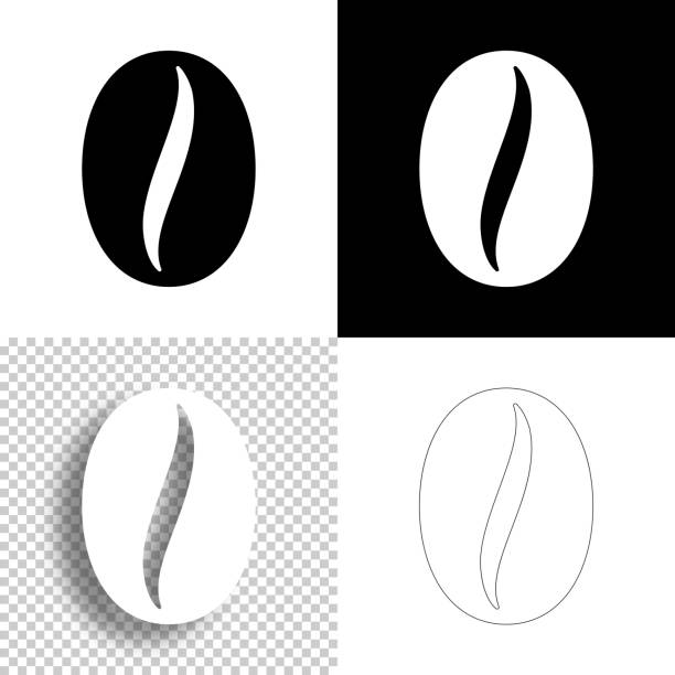 kaffeebohne. symbol für design. leere, weiße und schwarze hintergründe - liniensymbol - raw coffee bean stock-grafiken, -clipart, -cartoons und -symbole