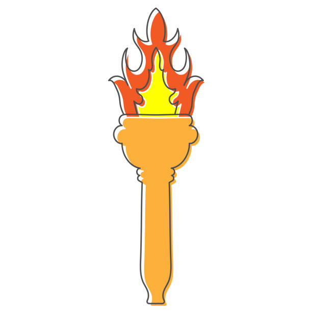 ręcznie rysowana ilustracja wektorowa torch - flaming torch stock illustrations