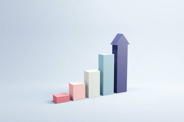 istock Growing bars graphic with rising arrow, progress way and forward achievement creative concept 1294645378