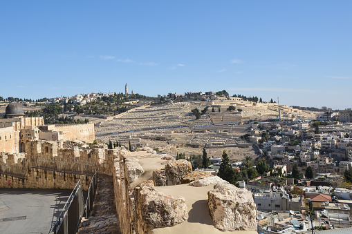 View of the Golden Gate or Gate of Mercy on the east-side of the Temple Mount of the Old City of Jerusalem, Israel