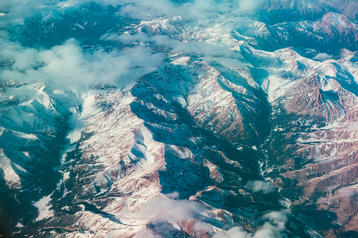 Overhead view of snowy landscape