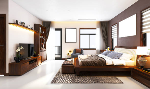 istock 3D RENDER OF MODERN VİNTAGE BEDROOM 1294655370