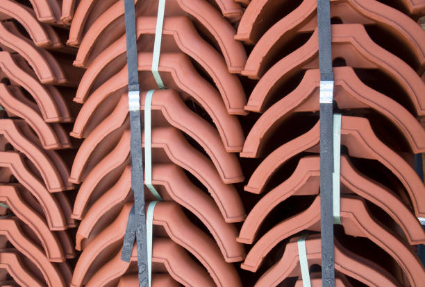 istock New pallet with ridge ceramic tiles for roof 1294657129