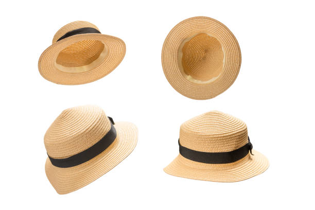 istock Straw hat with black bow isolated on white 1294658922