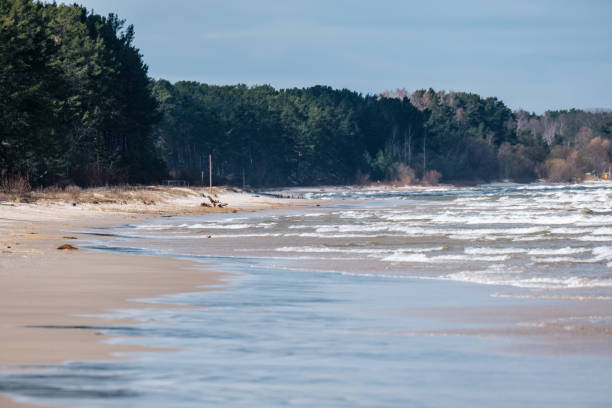 istock sea beach with white sand and blue water before storm 1294662277
