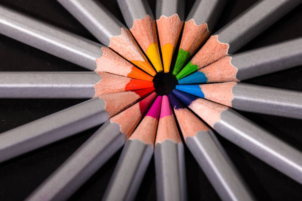 istock Group of colored pencils in different compositions 1294666624