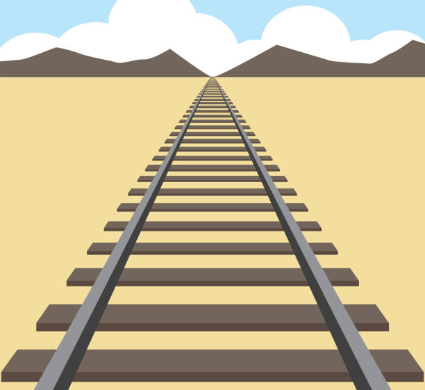 Flat Vector Railroad Tracks A set of flat vector railroad tracks is stretching off into the distance railroad track stock illustrations