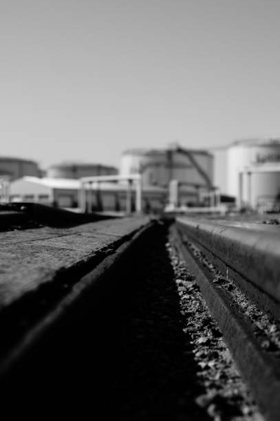 istock Railway tracks in an industrial area. 1294674078