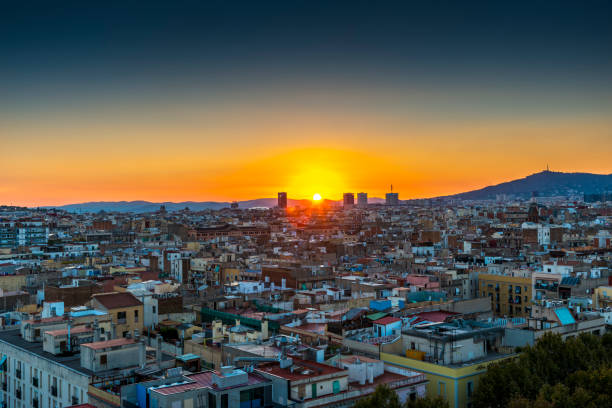 istock Spain, Catalonia, Barcelona skyline at sunset 1294674107