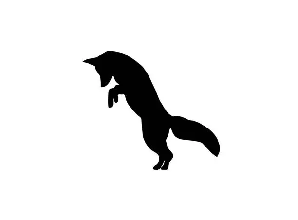 Vector illustration of fox silhouette jump and hunt vector for logo design