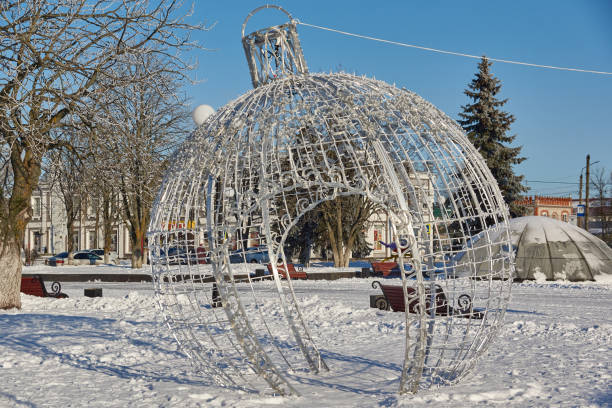 istock Installation on the town square - New Year's ball. 1294674413