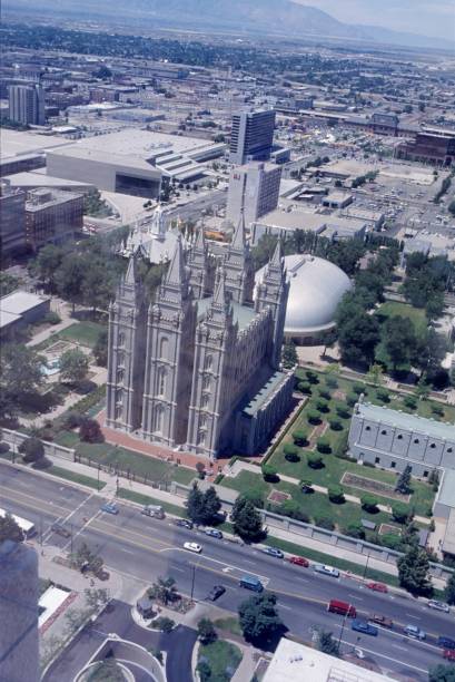 The Salt Lake City, Utah Temple. The icon of The Church of Jesus Christ of Latter-day Saints - LDS Temple. Salt Lake City, Utah, USA.