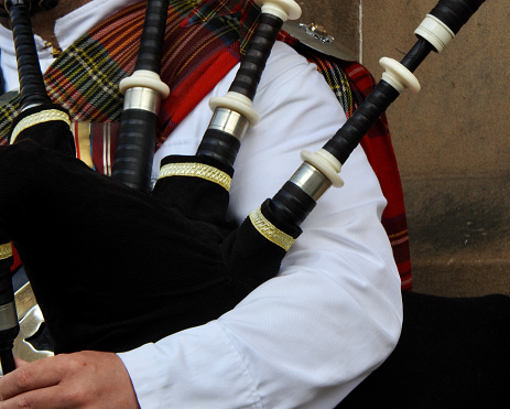 Pipers at the Cowal Gathering Highland Games near Dunoon on the Cowal Peninsula, Scotland.