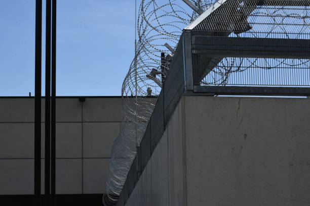istock barbed wire fence as security measurement in prison 1294678392