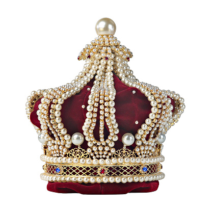 royal crown with pearls, gold and precious stones, isolated on white background