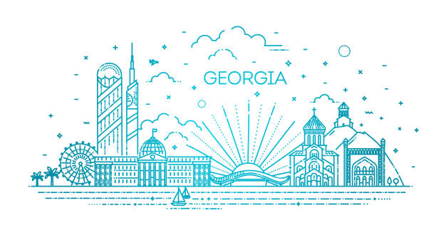 georgia skyline zusammensetzung für design - ajaria stock-grafiken, -clipart, -cartoons und -symbole