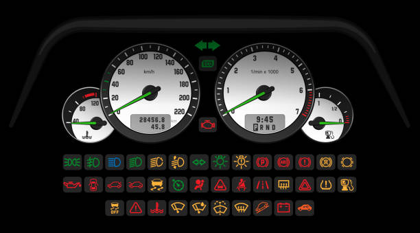 ilustrações de stock, clip art, desenhos animados e ícones de car interface set - car symbol engine stability