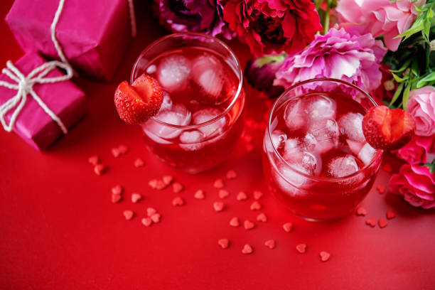 istock Red Valentine's day cocktail in a glass 1294684260