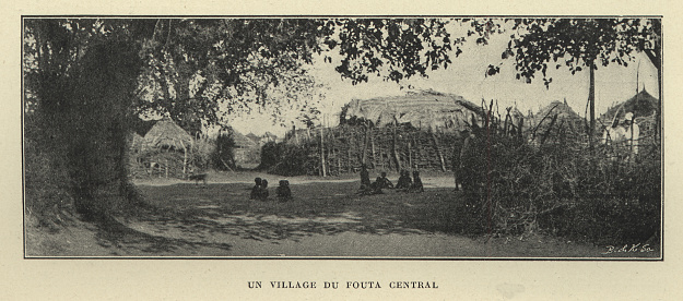 Vintage photograph of a central fouta village, West Africa, Guinea, Victorian 19th Century
