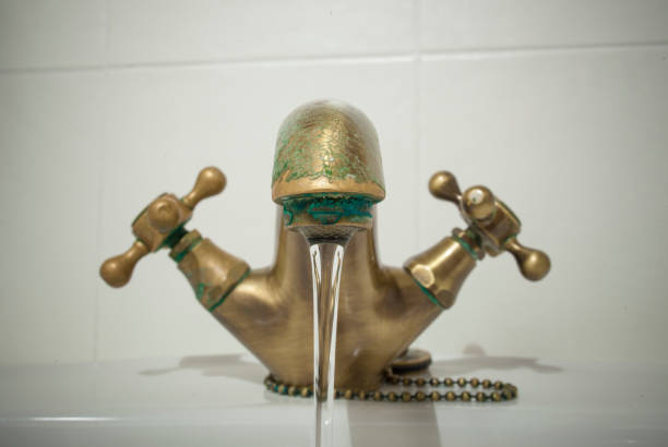 istock Open copper retro style basin faucet 1294686561