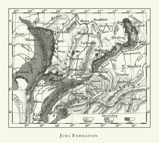 istock Engraved Antique, Jura Formation, Special Geognosy Engraving Antique Illustration, Published 1851 1294690359