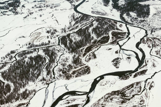istock Overhead view of snowy landscape 1294691512