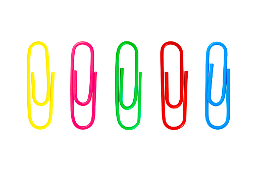 clouse up multicolored paper clips