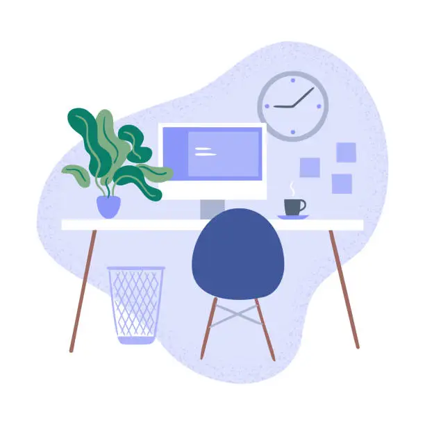 Vector illustration of Illustration of tidy modern office workspace