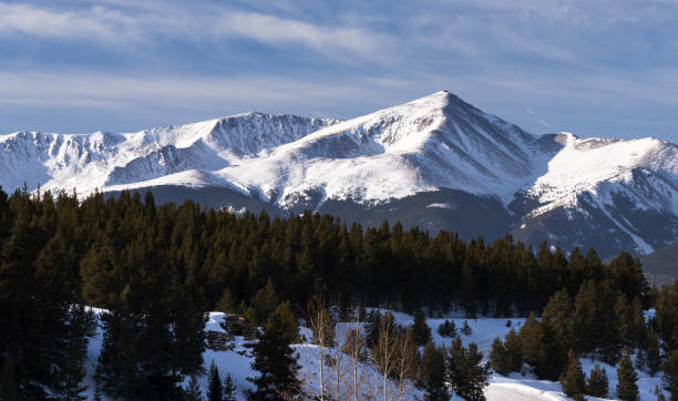 Winter view of Mount Elbert in the Sawatch Mountain Range. stock photo