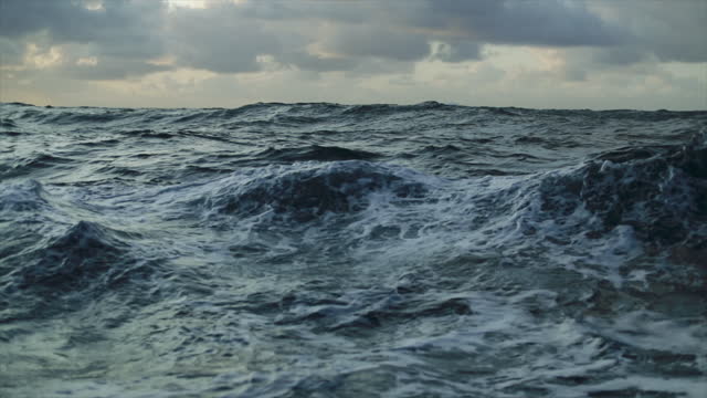 View on a rough sea, with waves of the open ocean from a boat