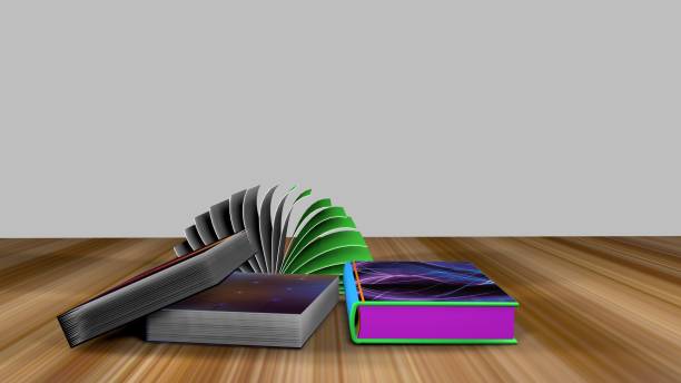 istock Beautiful book or note book on a wooden floor with shadow from light 1294710904