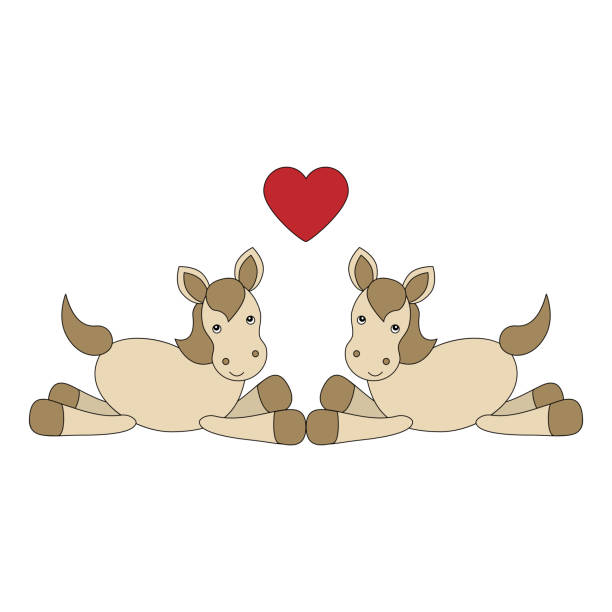 Ilustración de Un Par De Caballos De Dibujos Animados Enamorados y más  Vectores Libres de Derechos de Amor - Amor, Animal, Arte - iStock