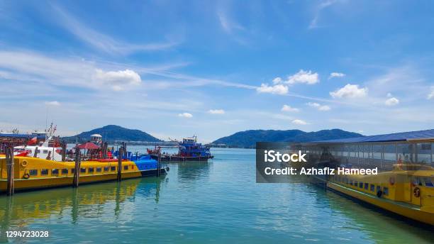 Ferry Terminal At Pulau Pangkor Stock Photo - Download Image Now - Architecture, Autumn, Blue