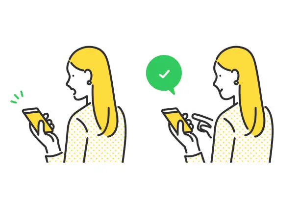 Vector illustration of check the smartphone