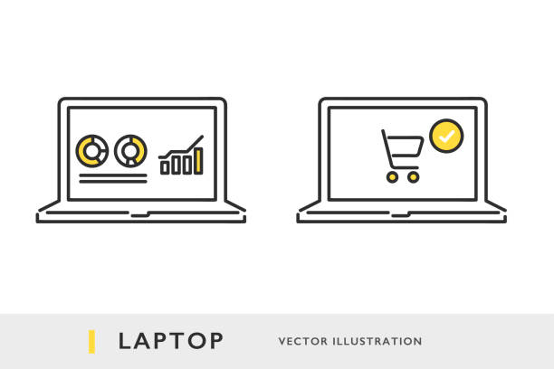 wektor laptopa - strona startowa ilustracje stock illustrations