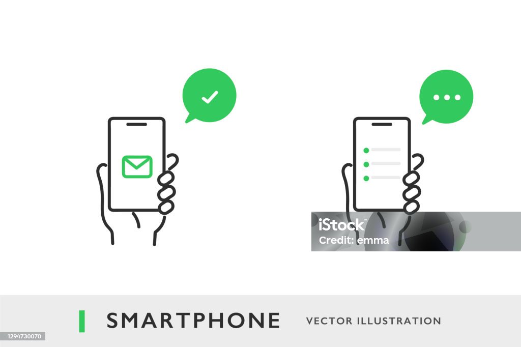 comunicación en el teléfono inteligente - arte vectorial de Ícono libre de derechos