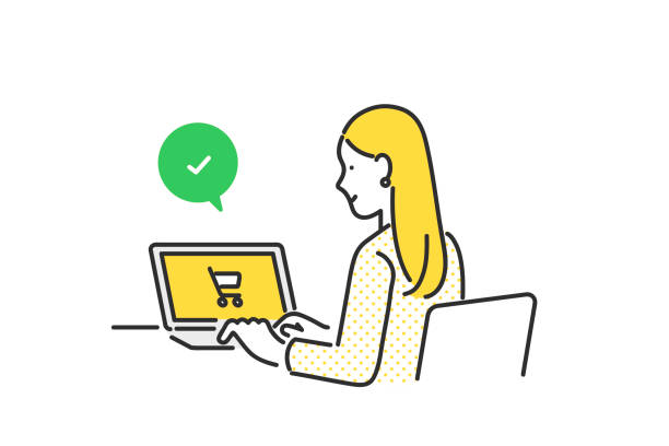 illustrazioni stock, clip art, cartoni animati e icone di tendenza di shopping online a casa - acquisti a domicilio